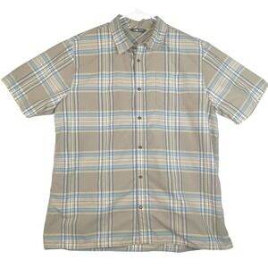The North Face Men's Short Sleeve  Shirt Size XL Beige Plaid Pit To Pit 25‎ In
